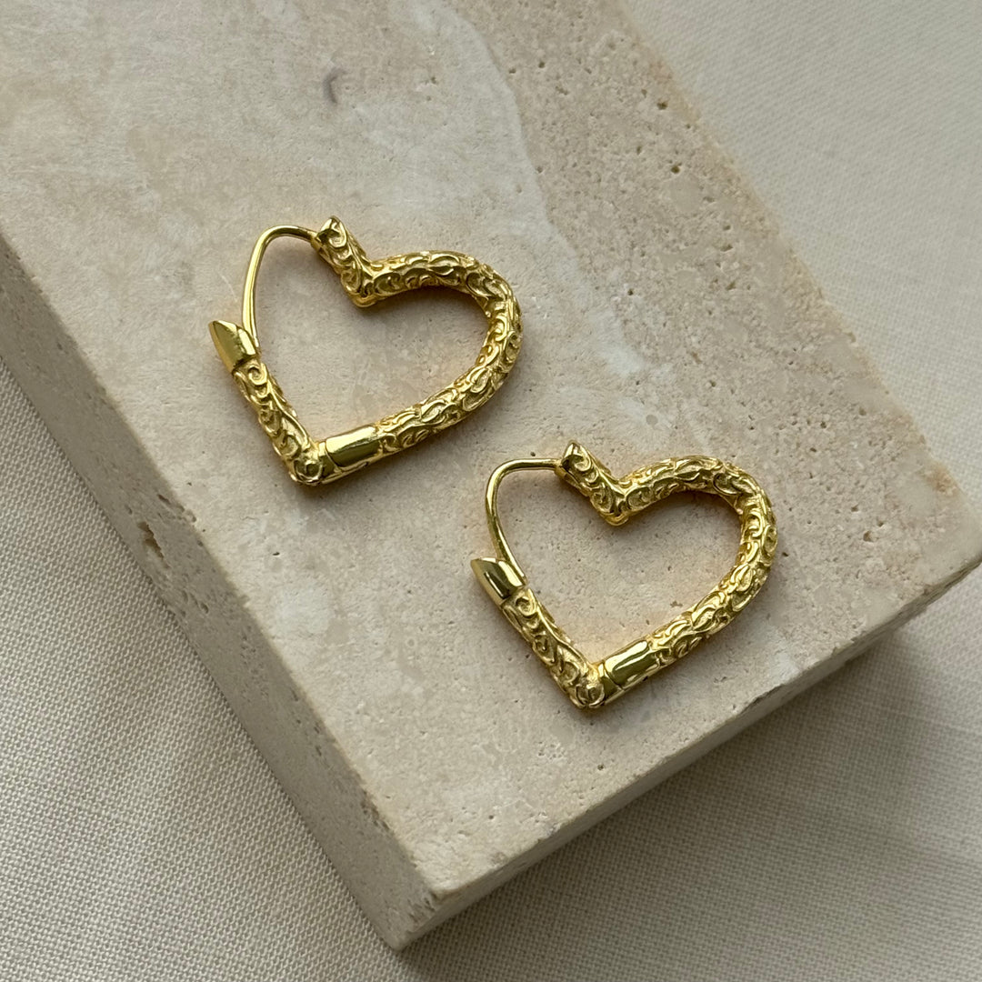 VALENTINE HJERTEØRERINGE - FORGYLDT