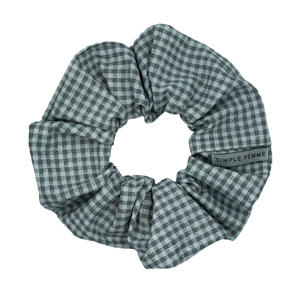 SMÅ GRÅTERNET BOMULD SCRUNCHIE