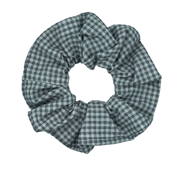 SMÅ GRÅTERNET BOMULD SCRUNCHIE