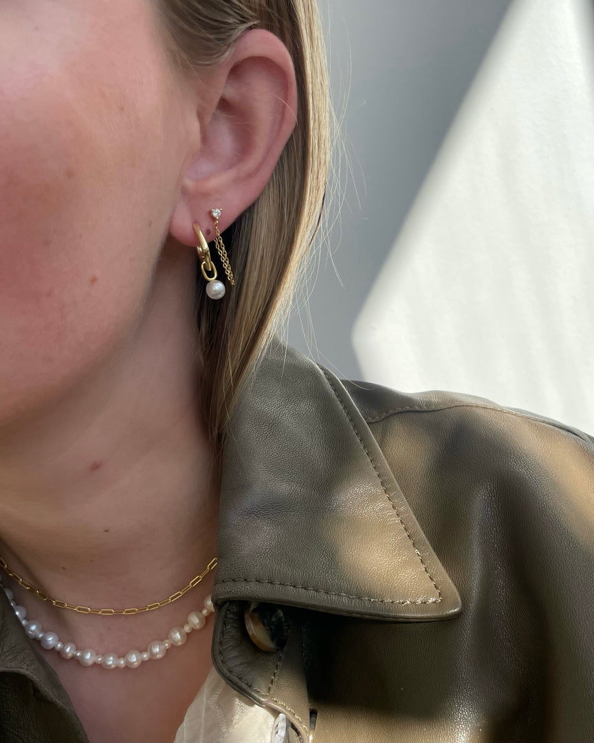 CARLA ØRERINGE MED HVIDE STEN - FORGYLDT